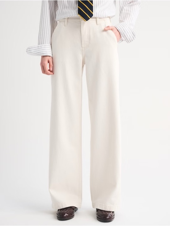Abercrombie & Fitch Denim - Abercrombie & Fitch High-Rise Wide Leg Trousers in Cream